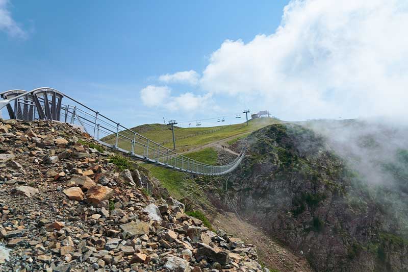 Photo de la passerelle hymalayenne de Chamrousse en été